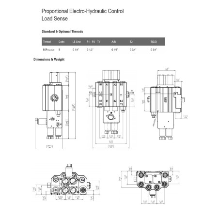 Joystick +proportional valve 90 l/min 2 sections for loader