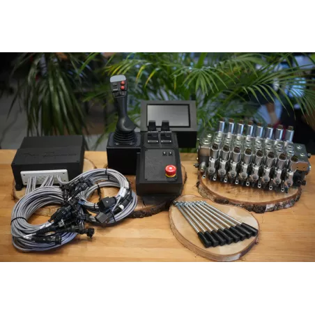 Fire Salamander Large control panel with joystick and hydraulic valve Walvoil DPX100 8 Sections