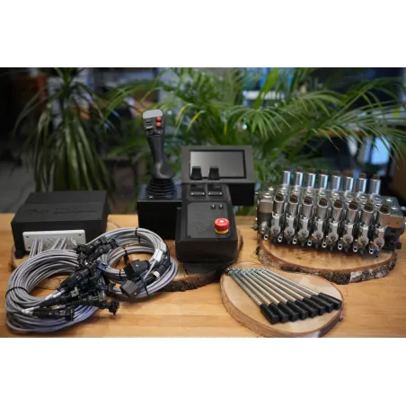 Fire Salamander Large control panel with joystick and hydraulic valve Walvoil DPX100 8 Sections