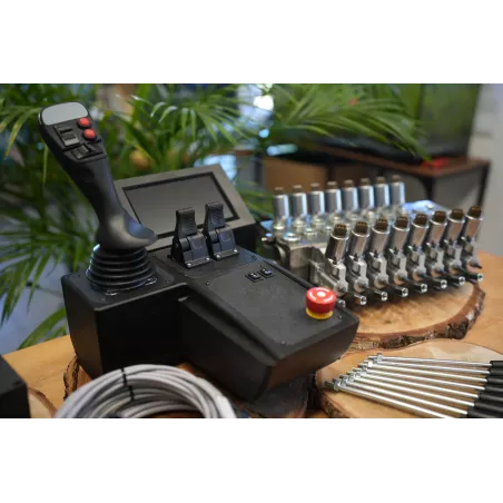 Fire Salamander Large control panel with joystick and hydraulic valve Walvoil DPX100 8 Sections