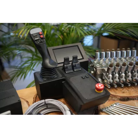 Fire Salamander Large control panel with joystick and hydraulic valve Walvoil DPX100 8 Sections