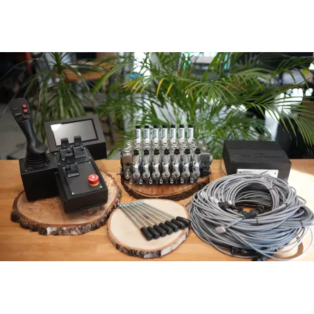 Fire Salamander Large control panel with joystick and hydraulic valve Walvoil DPX100 7 Sections