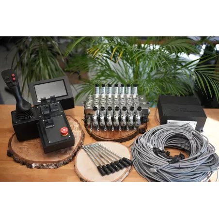 Fire Salamander Large control panel with joystick and hydraulic valve Walvoil DPX100 7 Sections