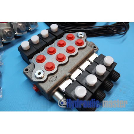 Hydraulic valve Walvoil 4 section 60 l/min 16gpm 12V with 4 float section + control panel
