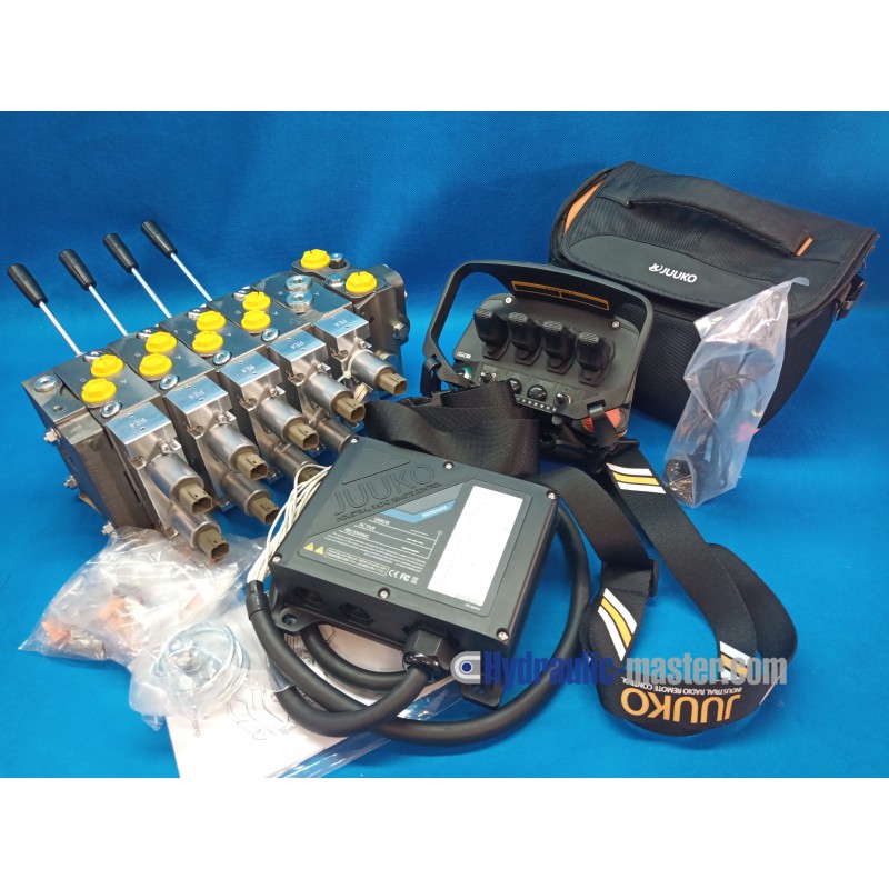 juuko remote radio 4 handle manipulators + Hydraulic valve HM Line 4 functions 120l/min 33 GPM Full proportional 24 V
