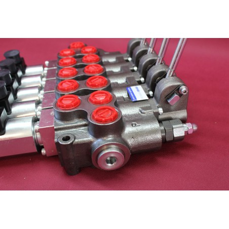 Hydraulic valve 5 sections HM line 90 l/min  24 gpm 24V double acting for cylinder spool + Remote radio on/off