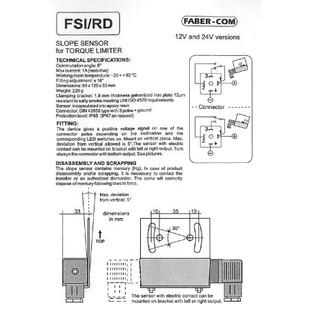 Inclination sensor Arm position sensor FSI / RD 24V Fassi crane