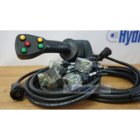 4 positions joystick 5 buttons + Monoblock Vave 4-spool hydraulic solenoid 80 l/min 13GPM 24VDC