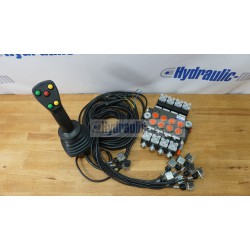4 positions joystick 5 buttons + Monoblock Vave 4-spool hydraulic solenoid 50 l/min 13GPM 24VDC