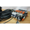 4 positions joystick 5 buttons + Monoblock Vave 4-spool hydraulic solenoid 50 l/min 13GPM 24VDC